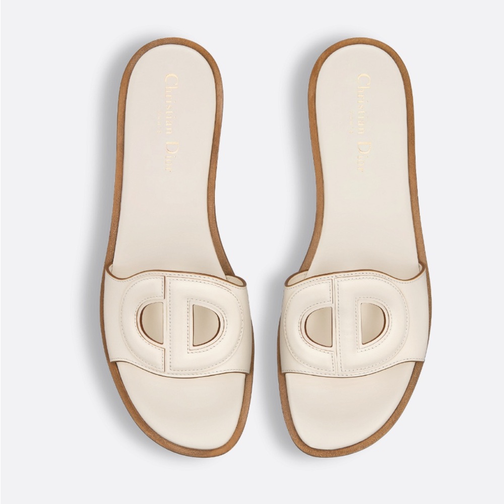 Dior Tan and White Sandals with CD Logo